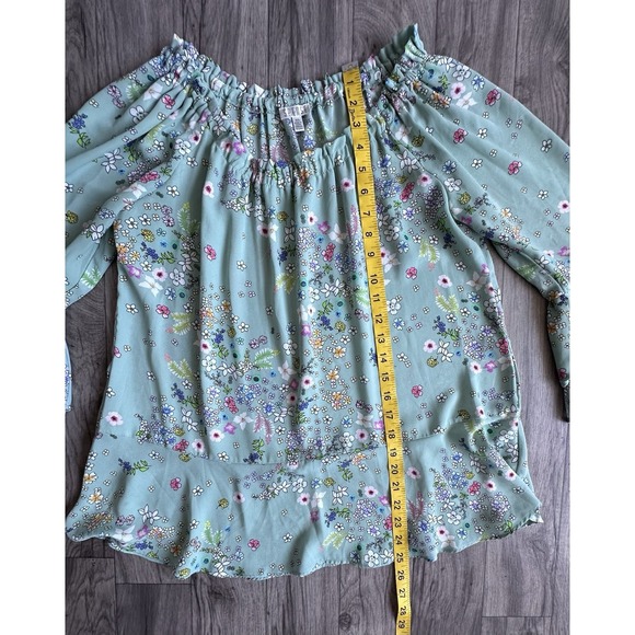 Spense Floral Blouse – Women's Size M – Mint Green Boho Top - Picture 7 of 12